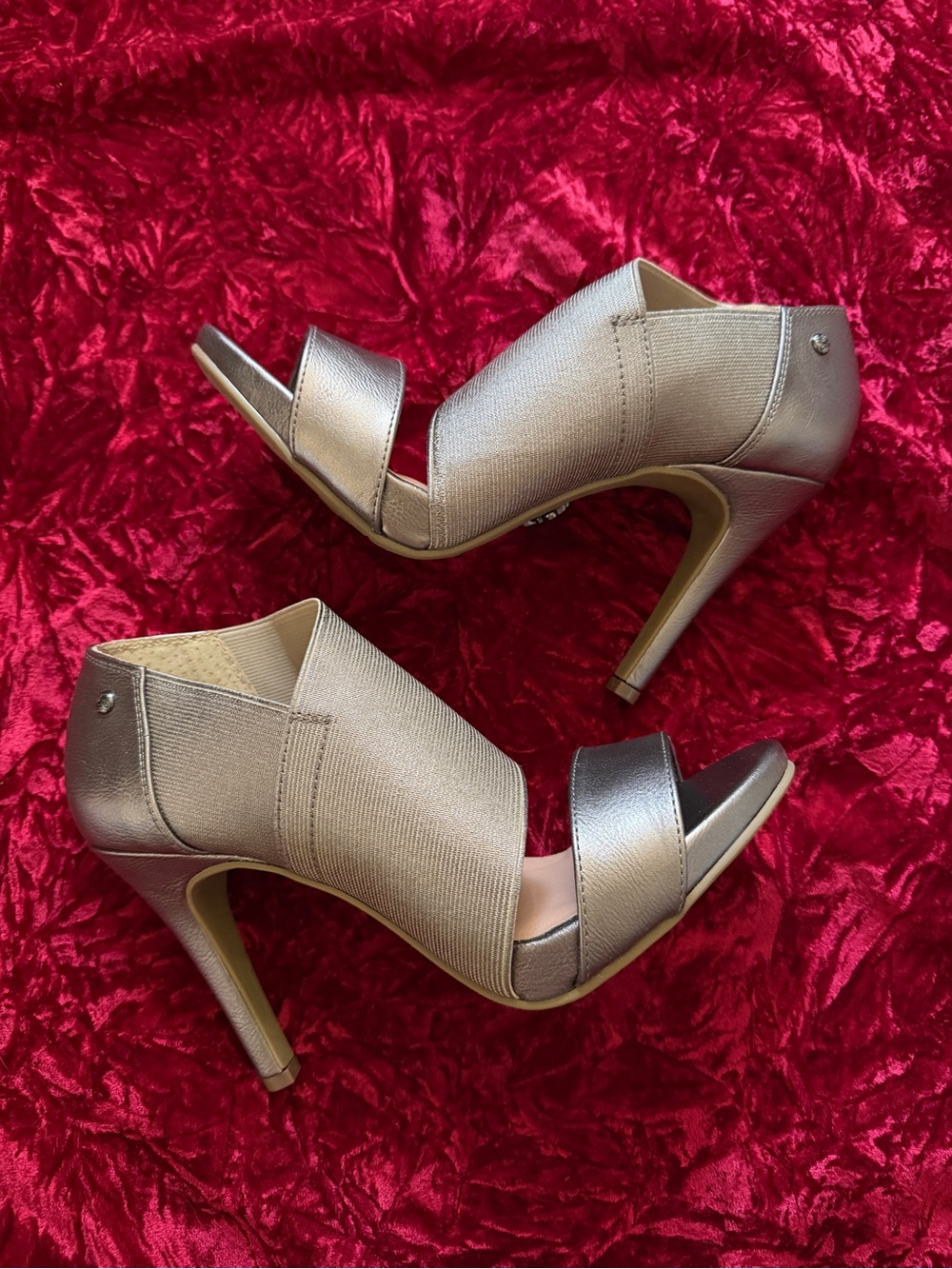 Simply Vera Wang Metallic Pewter Open-Toe Stiletto Sandals